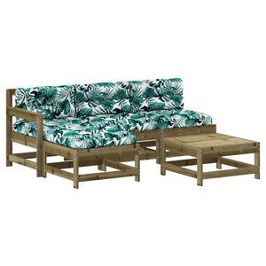 vidaXL Salon de jardin 5 pcs avec coussins bois de pin impr&eacute;gn&eacute;