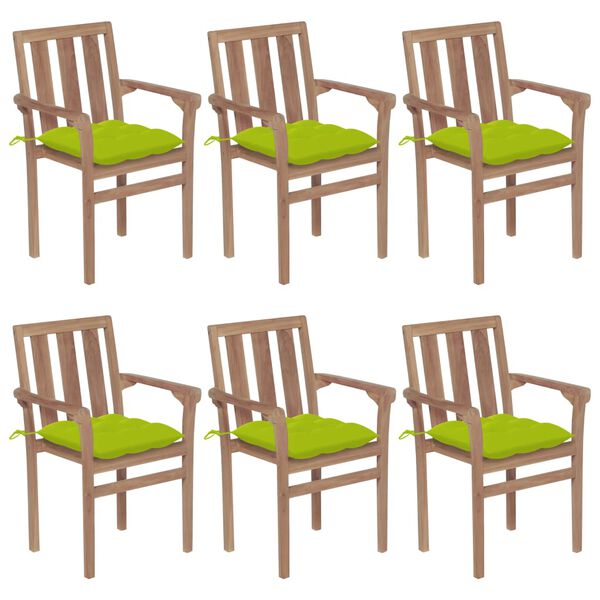vidaXL Chaises de jardin empilables avec coussins lot de 6 Teck solide