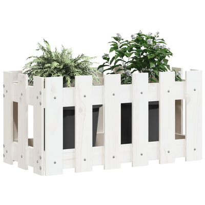 vidaXL Jardinière avec design de clôture blanc 60x30x30 cm pin massif