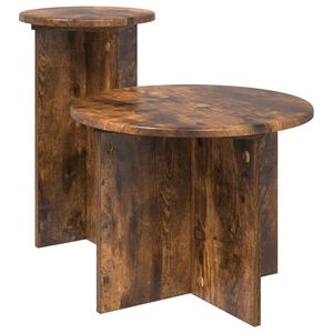 vidaXL Ensemble de tables d'appoint 2 pi&egrave;ces Ch&ecirc;ne fum&eacute; &Oslash; 45 x 35 cm