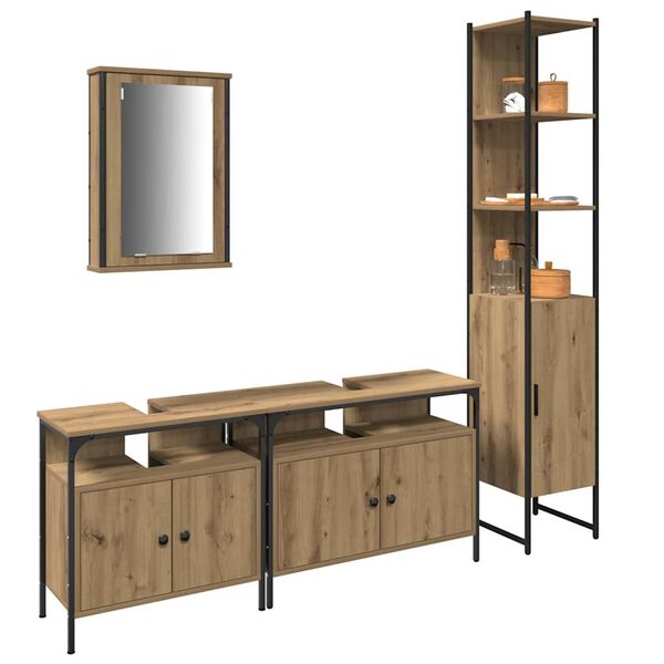 vidaXL Ensemble de mobilier de salle de bain 4 pcs Ch&ecirc;ne artisanal