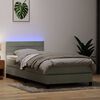 vidaXL Sommier &agrave; lattes de lit et matelas et LED gris clair 90x210 cm velours