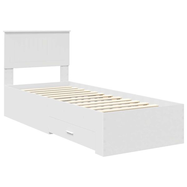 vidaXL Cadre de lit Blanc et Argent 75 x 190 cm Bois d'ing&eacute;nierie