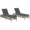 vidaXL Chaises longues avec coussins lot de 2 gris r&eacute;sine tress&eacute;e