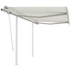 vidaXL Auvent manuel r&eacute;tractable avec poteaux 3x2,5 m Cr&egrave;me