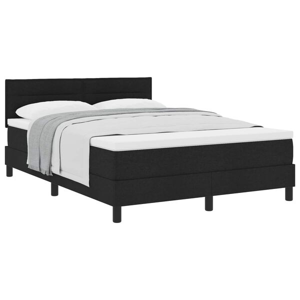 vidaXL Lit &agrave; ressorts avec coussin Noir 140 x 200 cm tissu