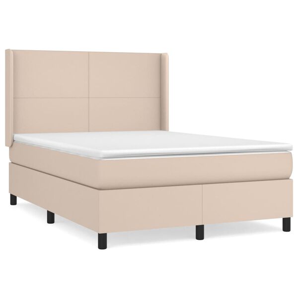 vidaXL Sommier &agrave; lattes de lit avec matelas Cappuccino 140x190 cm