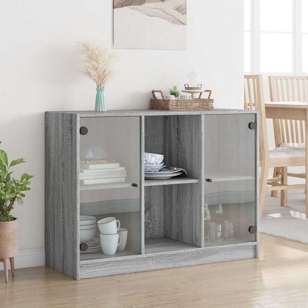 vidaXL Buffet sonoma gris 102x37x75,5 cm bois d'ing&eacute;nierie