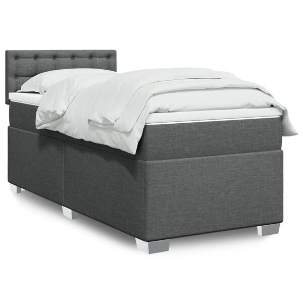 vidaXL Sommier &agrave; lattes de lit avec matelas Gris fonc&eacute; 80x200 cm Tissu