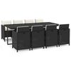 vidaXL Ensemble &agrave; manger de jardin coussins 9pcs R&eacute;sine tress&eacute;e Noir