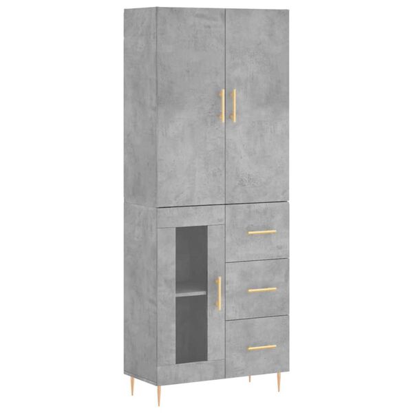 vidaXL Buffet haut Gris b&eacute;ton 69,5x34x180 cm Bois d'ing&eacute;nierie