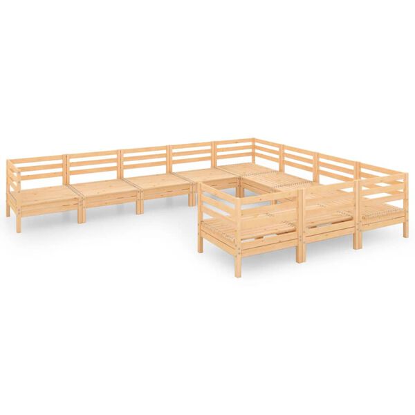 vidaXL Salon de jardin 10 pcs Bois de pin massif