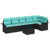 vidaXL Ensemble de canap&eacute; de jardin 7 pc Noir polyrotin