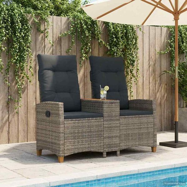 vidaXL Banc inclinable avec table Gris et Gris fonc&eacute; 126 x 65 x 112 cm