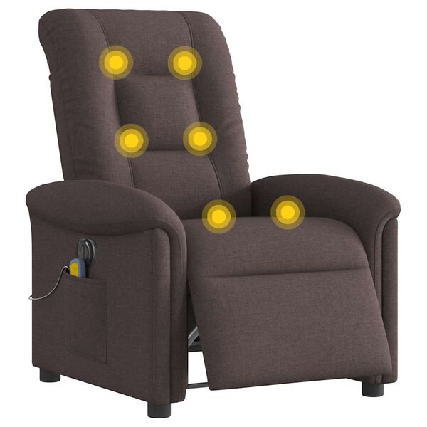 vidaXL Fauteuil de massage inclinable &eacute;lectrique Marron fonc&eacute; Tissu