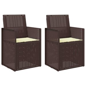 vidaXL Chaises de jardin salle &agrave; manger 2 pc Marron et cr&egrave;me PP