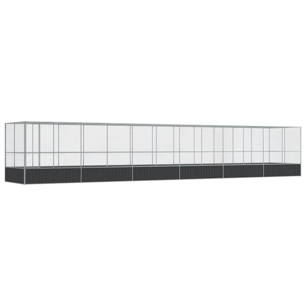 vidaXL Voli&egrave;re avec extension argent&eacute; 1246x207x212 cm acier