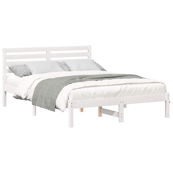 vidaXL Cadre de lit avec t&ecirc;te de lit Blanc 120 x 190 cm Pin massif