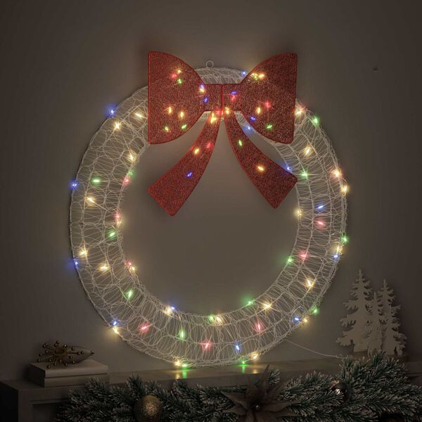 vidaXL Couronne avec 80 LED Multicolore 92 x 9,5 x 92 cm Acrylique