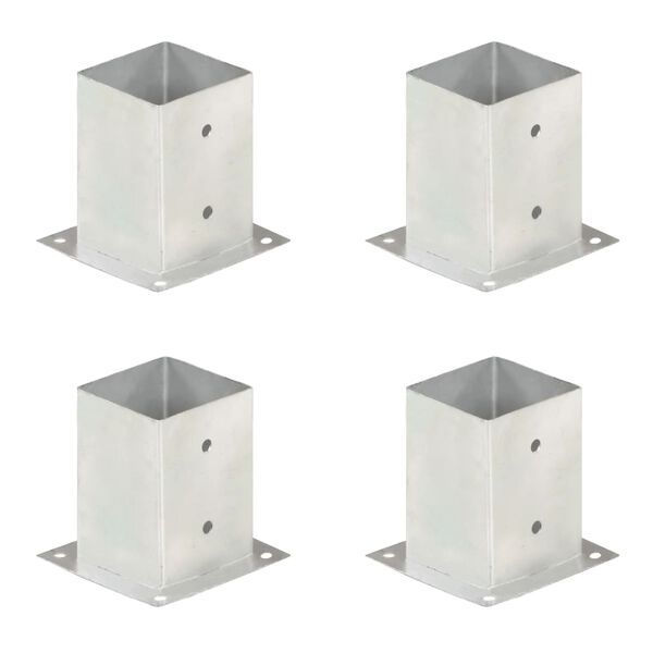 vidaXL Ancres de poteau 4 pcs M&eacute;tal galvanis&eacute; 101 mm