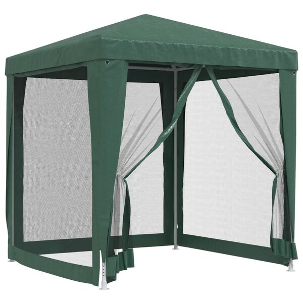 vidaXL Tente de f&ecirc;te avec 4 parois lat&eacute;rales en maille Vert 2x2 m PEHD