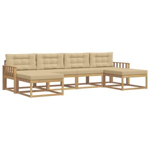 vidaXL Ensemble de canap&eacute;s d'ext&eacute;rieur 6 pcs Blanc et Beige