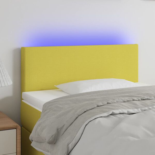 vidaXL T&ecirc;te de lit &agrave; LED Vert 80x5x78/88 cm Tissu
