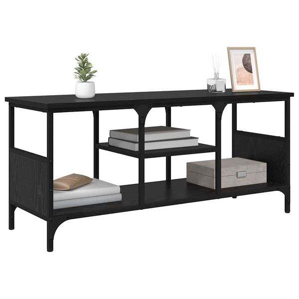 vidaXL Meuble TV Chêne noir 100 x 35 x 45 cm Bois d'ingénierie et fer