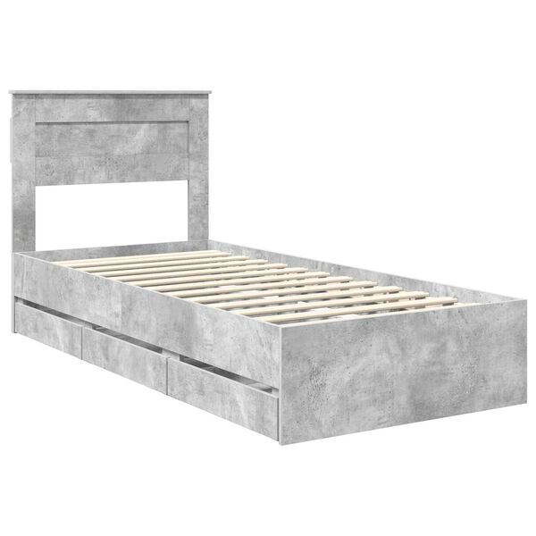 vidaXL Cadre de lit Gris b&eacute;ton 100 x 200 cm Bois Ing&eacute;nierie