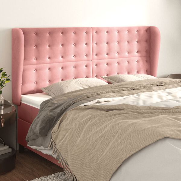 vidaXL T&ecirc;te de lit avec oreilles Rose 163x23x118/128 cm Velours
