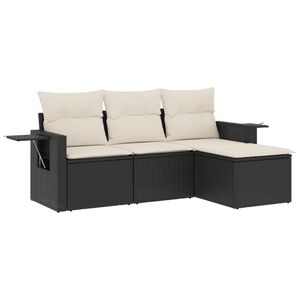 vidaXL Salon de jardin 4 pcs avec coussins noir r&eacute;sine tress&eacute;e