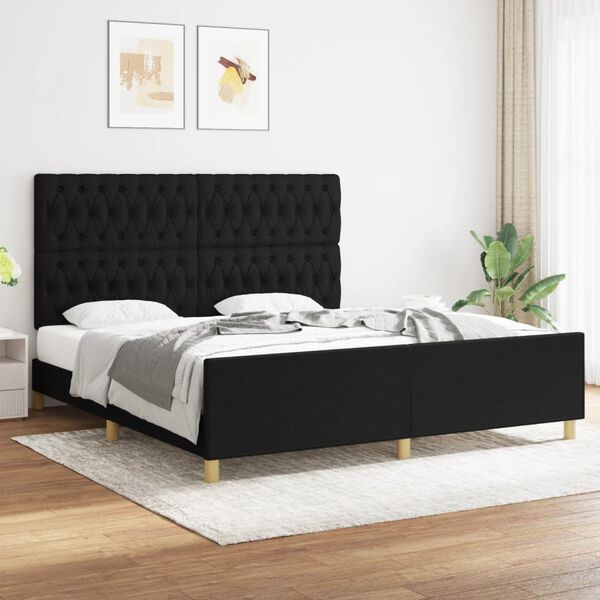 vidaXL Cadre de lit sans matelas noir 180x200 cm tissu
