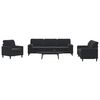 vidaXL Ensemble de canapés 3pcs et coussins et traversins noir velours