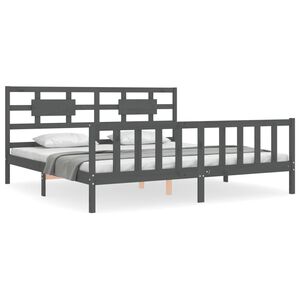 vidaXL Cadre de lit sans matelas gris 200x200 cm bois massif de pin