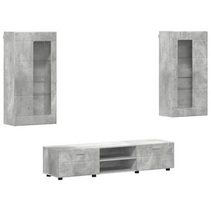 vidaXL Ensemble meuble TV FLORIN 3 pc Gris b&eacute;ton Bois d'ing&eacute;nierie