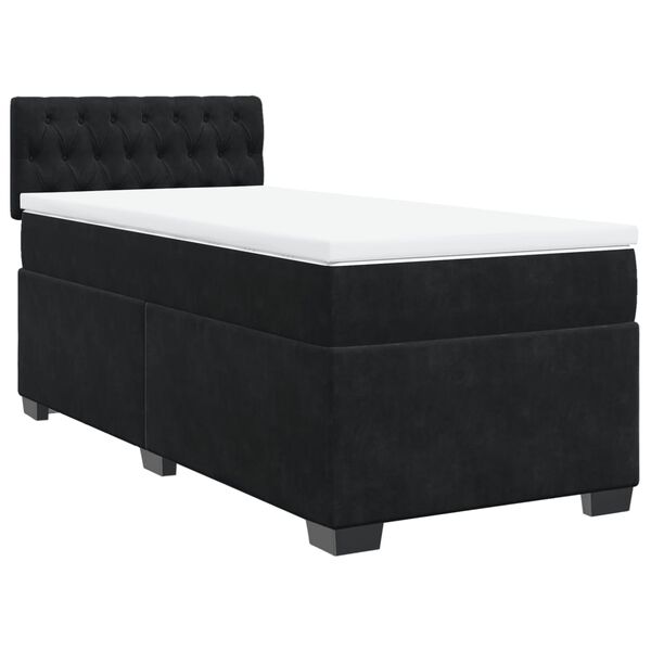 vidaXL Sommier &agrave; lattes de lit avec matelas Noir 90x200 cm Velours