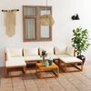 vidaXL Salon de jardin 7 pcs avec coussin Cr&egrave;me Bois d'acacia solide