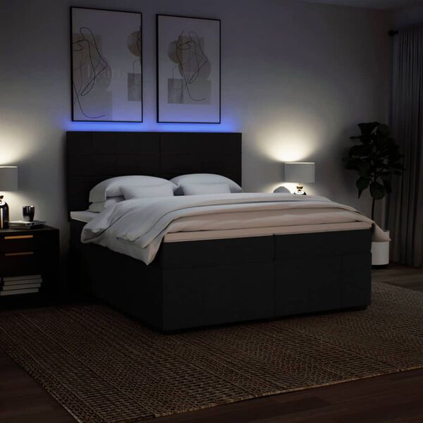 vidaXL Sommier &agrave; lattes de lit avec matelas Noir 200x200 cm Tissu