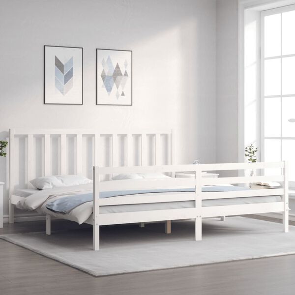 vidaXL Cadre de lit sans matelas blanc 200x200 cm bois massif de pin