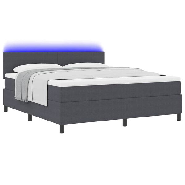 vidaXL Lit &agrave; ressort LED Gris fonc&eacute; et blanc 180 x 200 cm