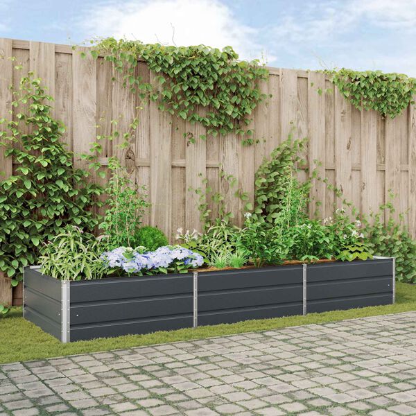 vidaXL Jardini&egrave;re Anthracite 195 x 100 x 45 cm Acier galvanis&eacute;