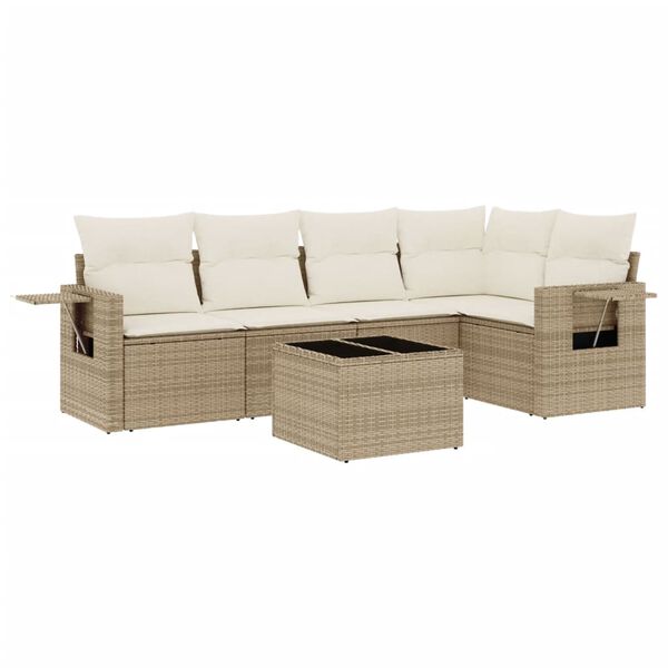 vidaXL Salon de jardin avec coussins 6 pcs beige r&eacute;sine tress&eacute;e