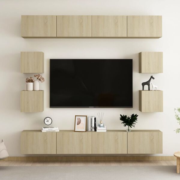 vidaXL Ensemble de meubles TV 8 pcs Ch&ecirc;ne sonoma Bois d'ing&eacute;nierie