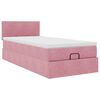 vidaXL Cadre de lit ottoman avec matelas rose 100x200 cm velours