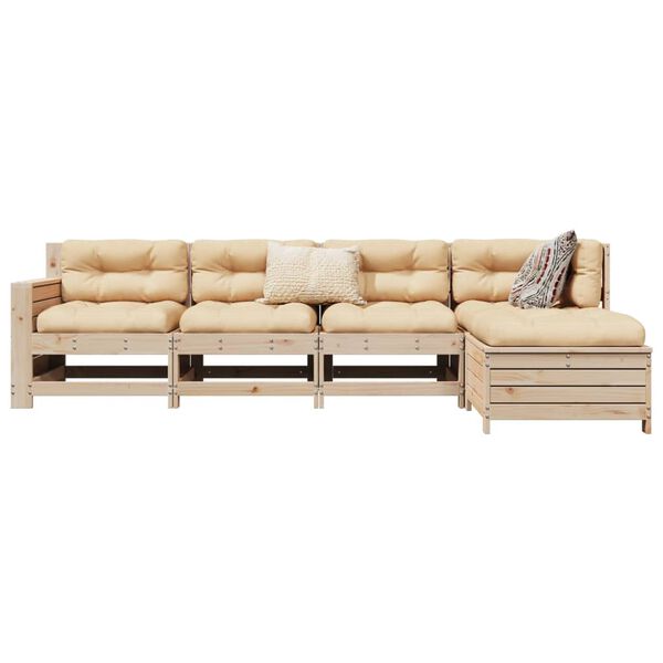 vidaXL Salon de jardin 5 pcs bois de pin massif
