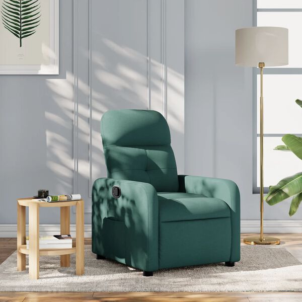 vidaXL Fauteuil inclinable Vert fonc&eacute; Tissu