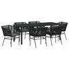 vidaXL Ensemble de salle &agrave; manger pour jardin avec coussin 7 pcs Noir