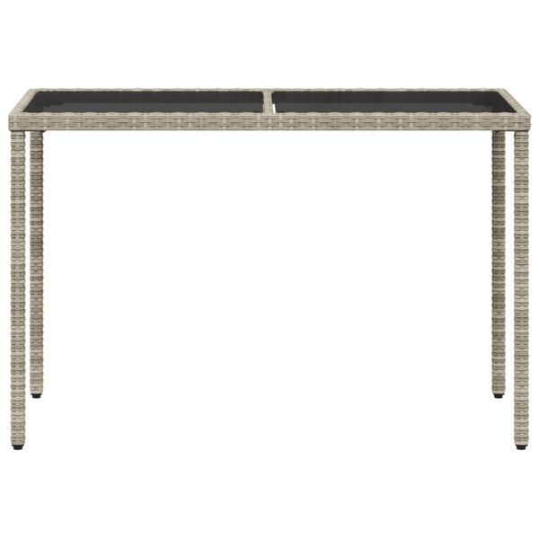 vidaXL Table de jardin dessus en verre gris clair 115x54x74 cm rotin