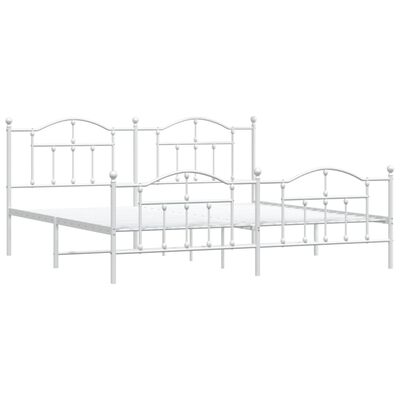 vidaXL Cadre de lit métal sans matelas et pied de lit blanc 200x200 cm