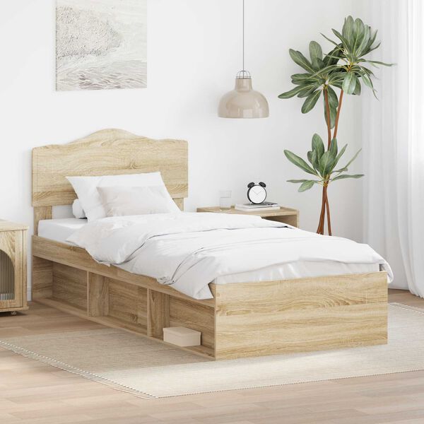 vidaXL Cadre de lit Ch&ecirc;ne Sonoma 75 x 190 cm Bois de pin massif